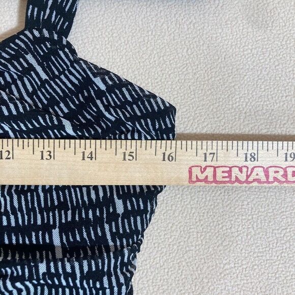 The Limited Dress Sz Med Black Print Babydoll Tank Ruffle Sweetheart Front - Picture 3 of 11